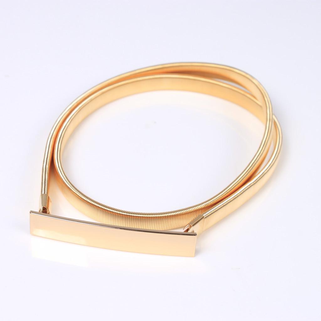 Formal Belt Leather Thin - スリムな伸縮性ウエストベルト、ゴールド合金製ウエストバンド、細いストラップ、フォーマルまたはカジュアルなドレス用ファッションベルト
