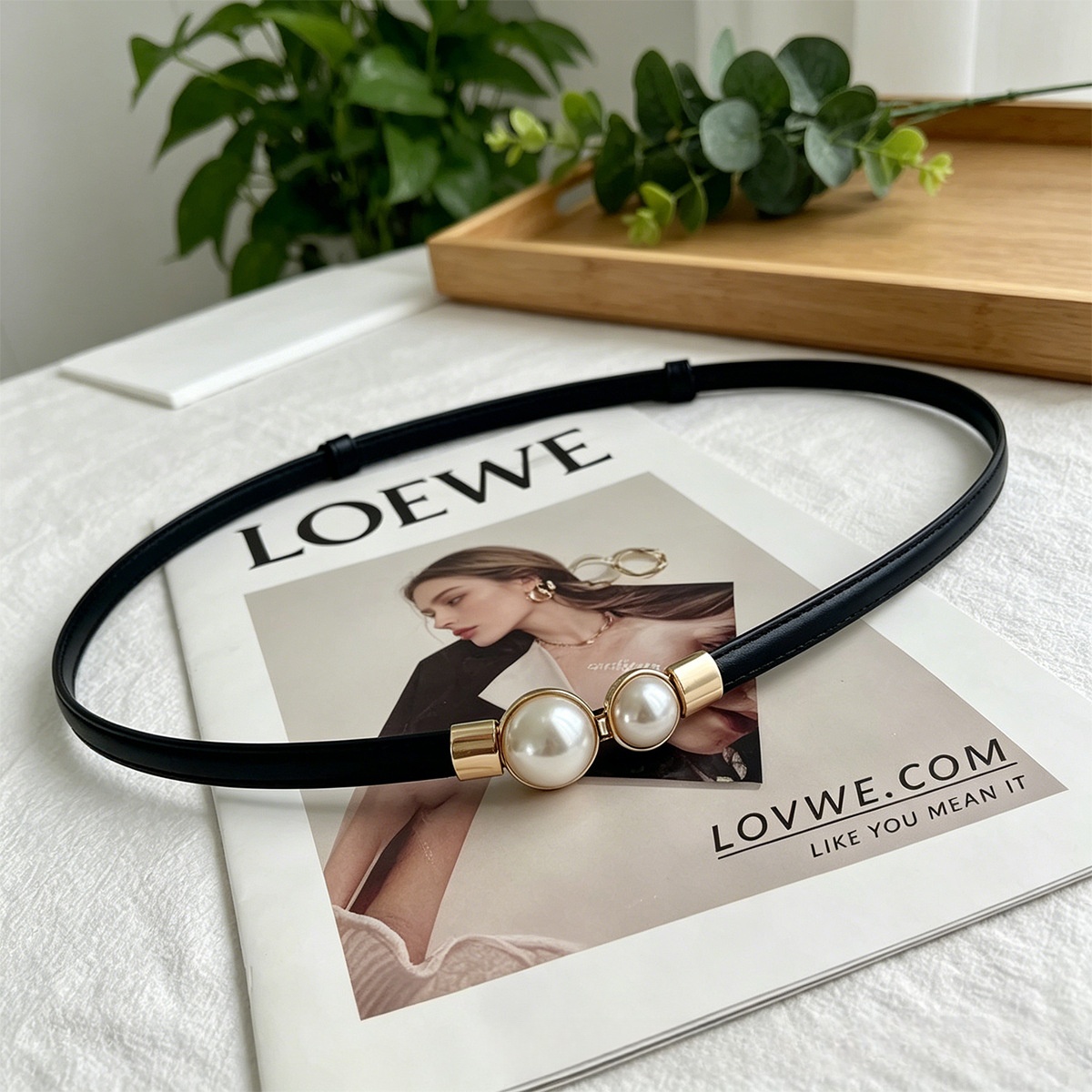 Formal Belt Leather Thin - 女性用薄型PUレザーウエストベルトフェイクパール装飾調節可能なバックストラップスリムウエストバンドドレス用フォーマルカジュアルウェア