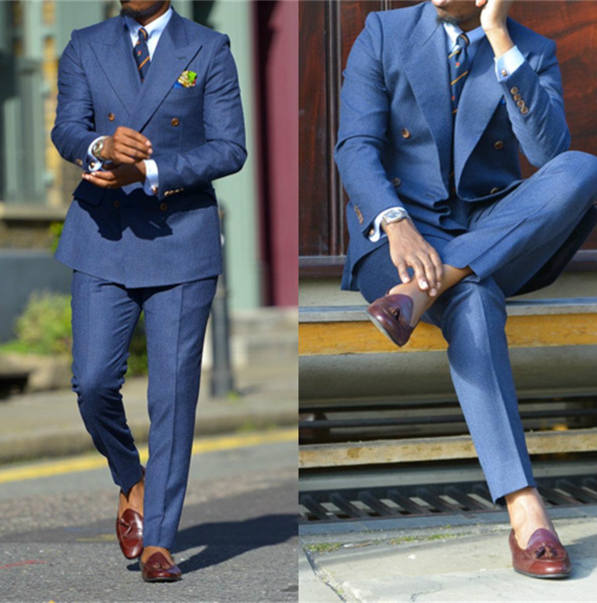Men Formal Wear Jacket - ダークブルーのフォーマルメンズスーツ,2ピース,結び目付きラペル,結婚式の衣類,スーツ,メンズスーツジャケット