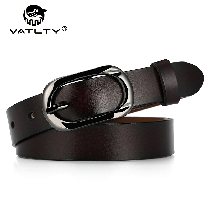 Formal Belt Leather Thin - VATLTY 95cm-115cmレザーベルトメスハードメタルバックルナチュラルカウハイド2.3cm薄型ベルトウィメンズスタイリッシュブラウンベルトジーンズウエストバンド