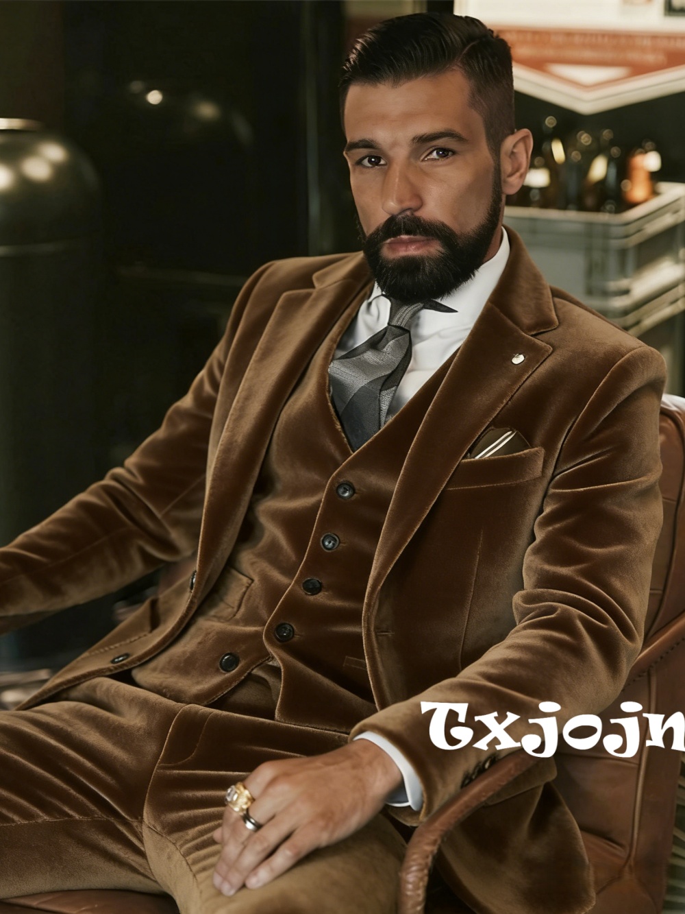 Men Formal Wear Outfits - メンズベルベットスーツ3ピースダンスプロムウェアノッチドラペル男性フォーマルスーツセット宴会パーティー衣装プラスサイズウェディングタキシード