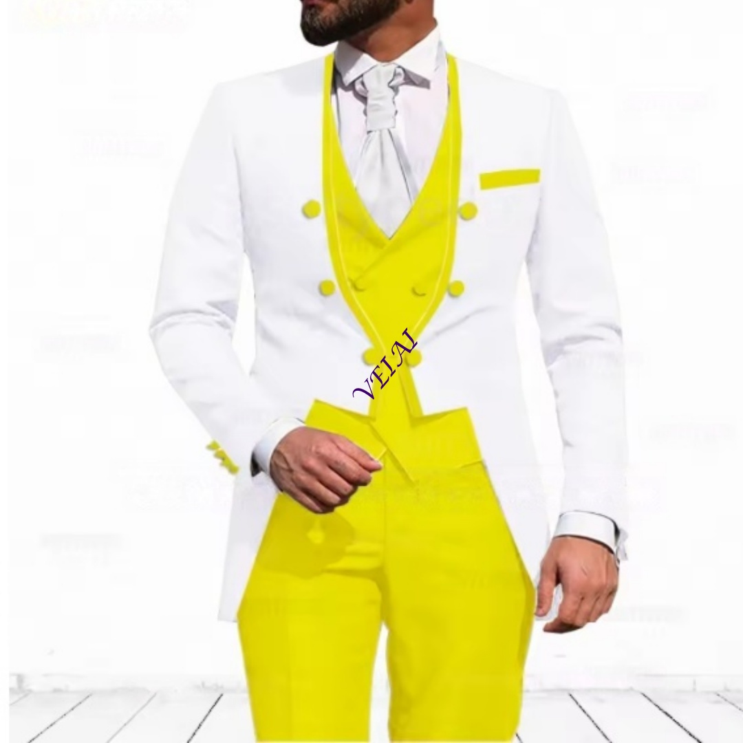 カスタマイズされたスカイブルーのメンズ3ピーススーツ、エレガ - Men Formal Wear Jacket のレビューと価格