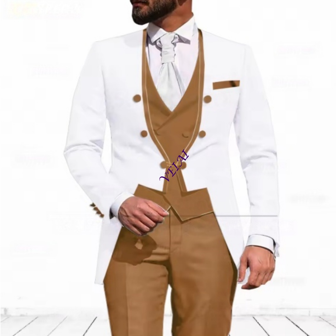 カスタマイズされたスカイブルーのメンズ3ピーススーツ、エレガ - Men Formal Wear Jacket のレビューと価格