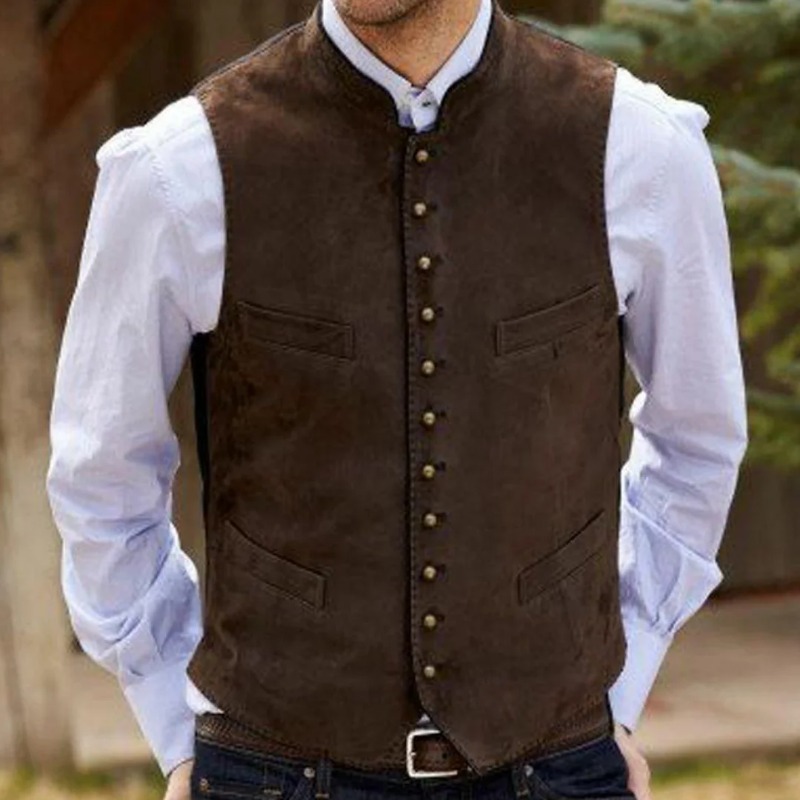 男性ベストコーヒースエードベルベットシングルボタンチョッキ結 - Men Formal Wear Outfits のレビューと価格