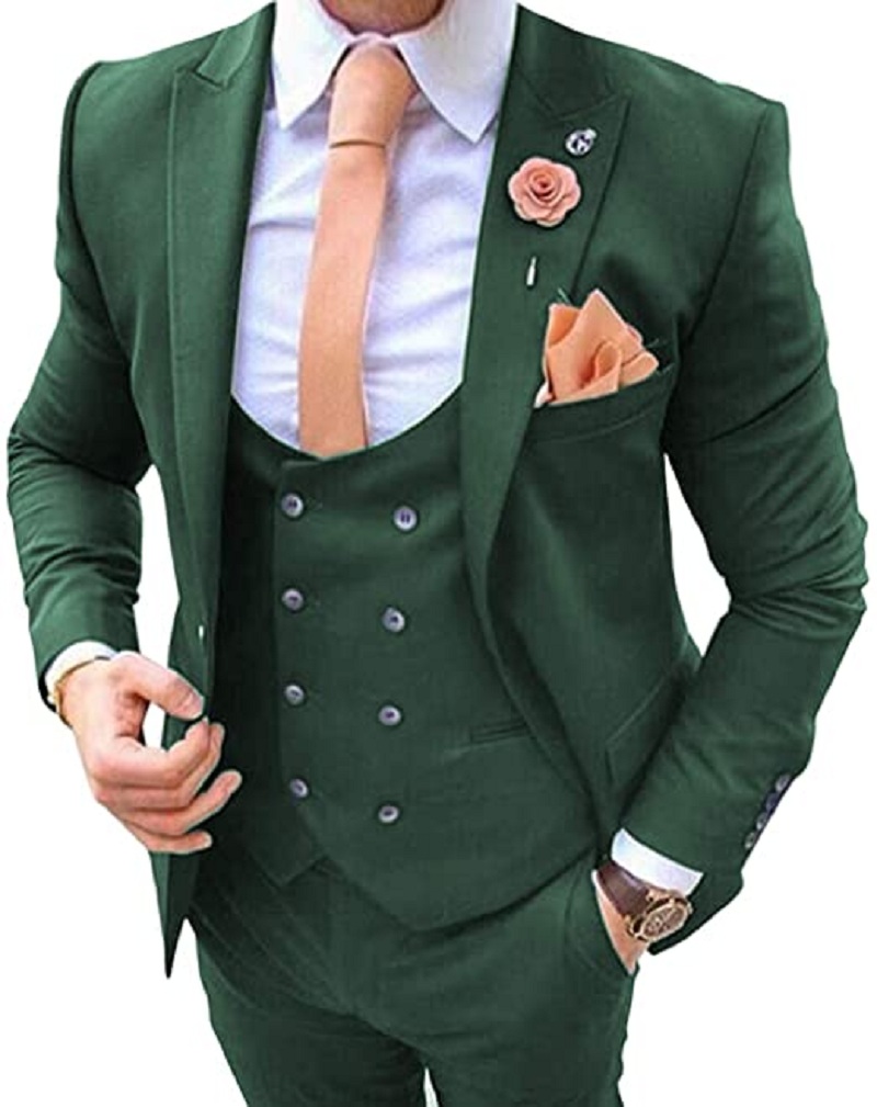 ネイビーブルー メンズスーツ 3ピース コスチューム オム  - Men Formal Wear Jacket のレビューと価格