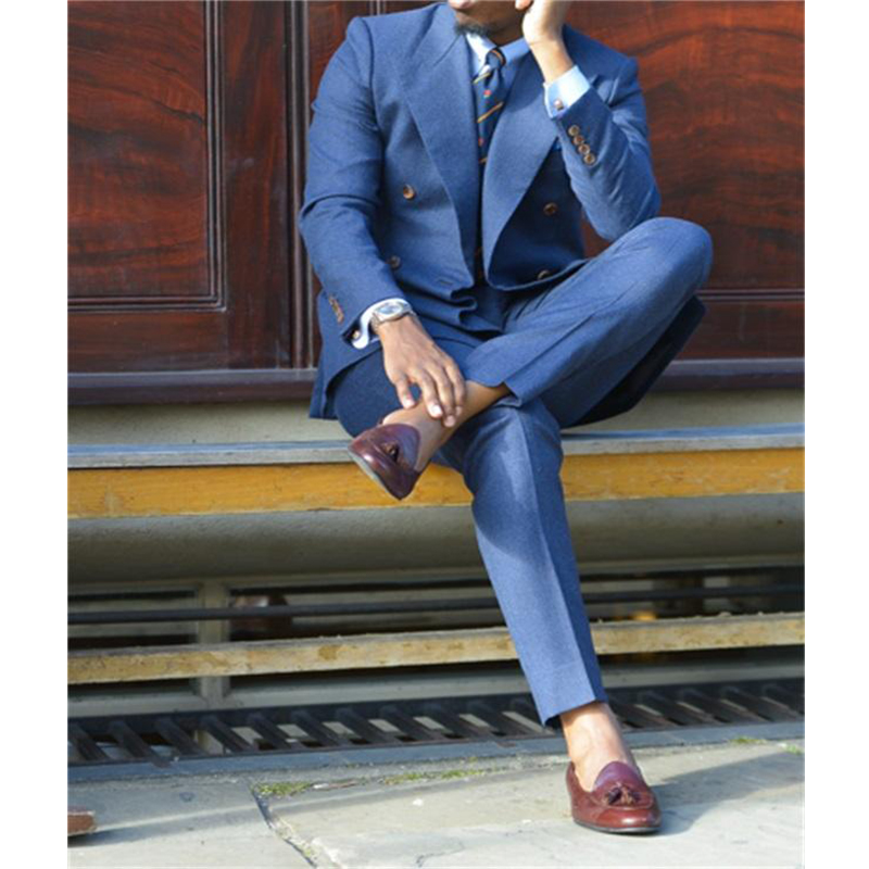 ダークブルーのフォーマルメンズスーツ,2ピース,結び目付きラ - Men Formal Wear Jacket のレビューと価格