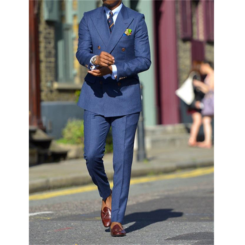 ダークブルーのフォーマルメンズスーツ,2ピース,結び目付きラ - Men Formal Wear Jacket のレビューと価格