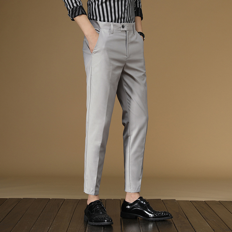 夏のスーツのズボン男性赤、黒カーキフラット正式な事務服スマー - Men'S Formal Wear For Office のレビューと価格
