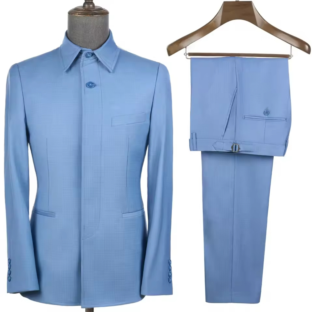 男性用オーダーメイドサファリスーツ 2ピース カジュアルスク - Men Formal Wear Jacket のレビューと価格