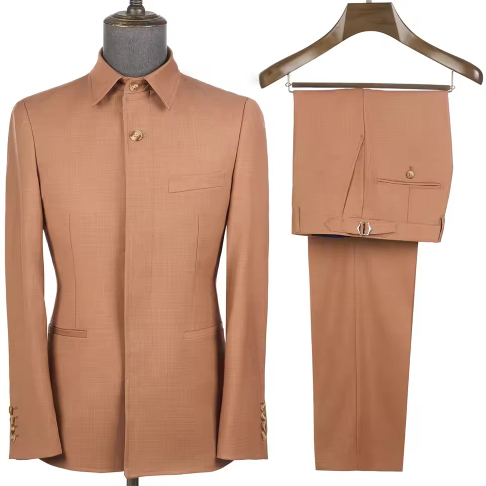 男性用オーダーメイドサファリスーツ 2ピース カジュアルスク - Men Formal Wear Jacket のレビューと価格