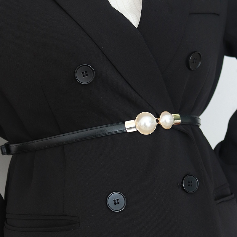エレガントなヴィンテージパールウエストチェーン細いベルト女性 - Formal Belt Leather Thin のレビューと価格