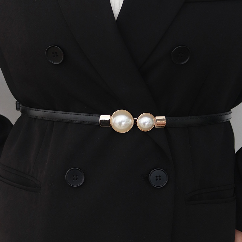 エレガントなヴィンテージパールウエストチェーン細いベルト女性 - Formal Belt Leather Thin のレビューと価格