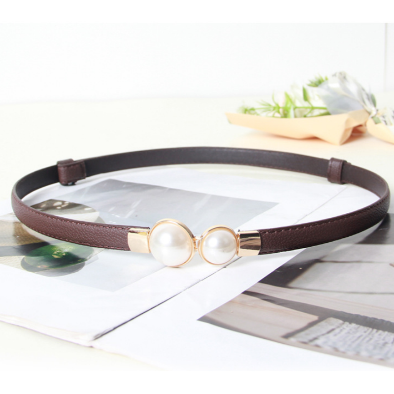 エレガントなヴィンテージパールウエストチェーン細いベルト女性 - Formal Belt Leather Thin のレビューと価格