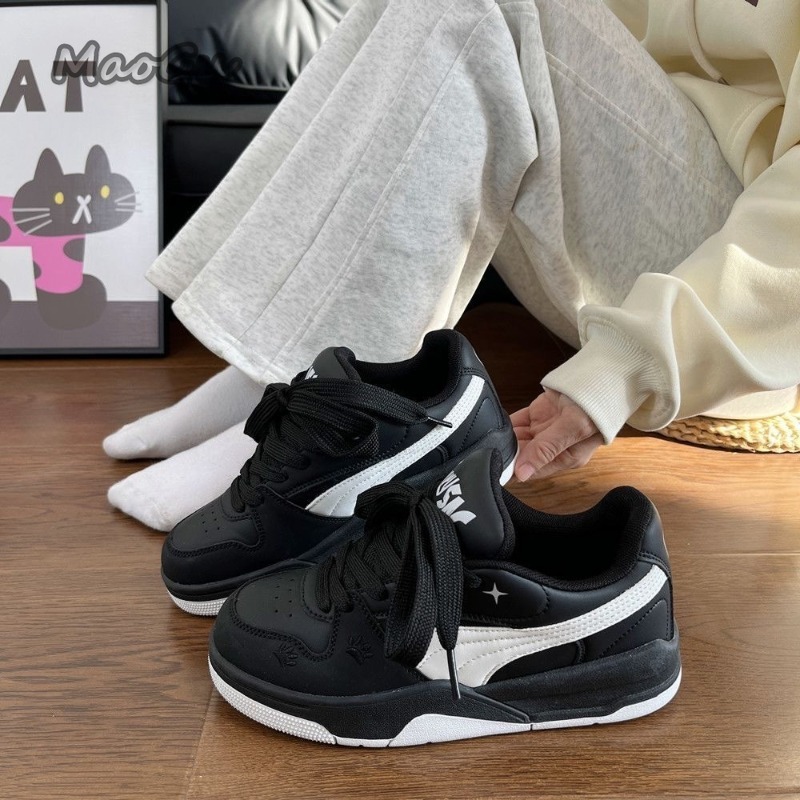 女性用ブラックホワイトレザースケートボードシューズレースアッ - Vans Shoes Old Skool のレビューと価格