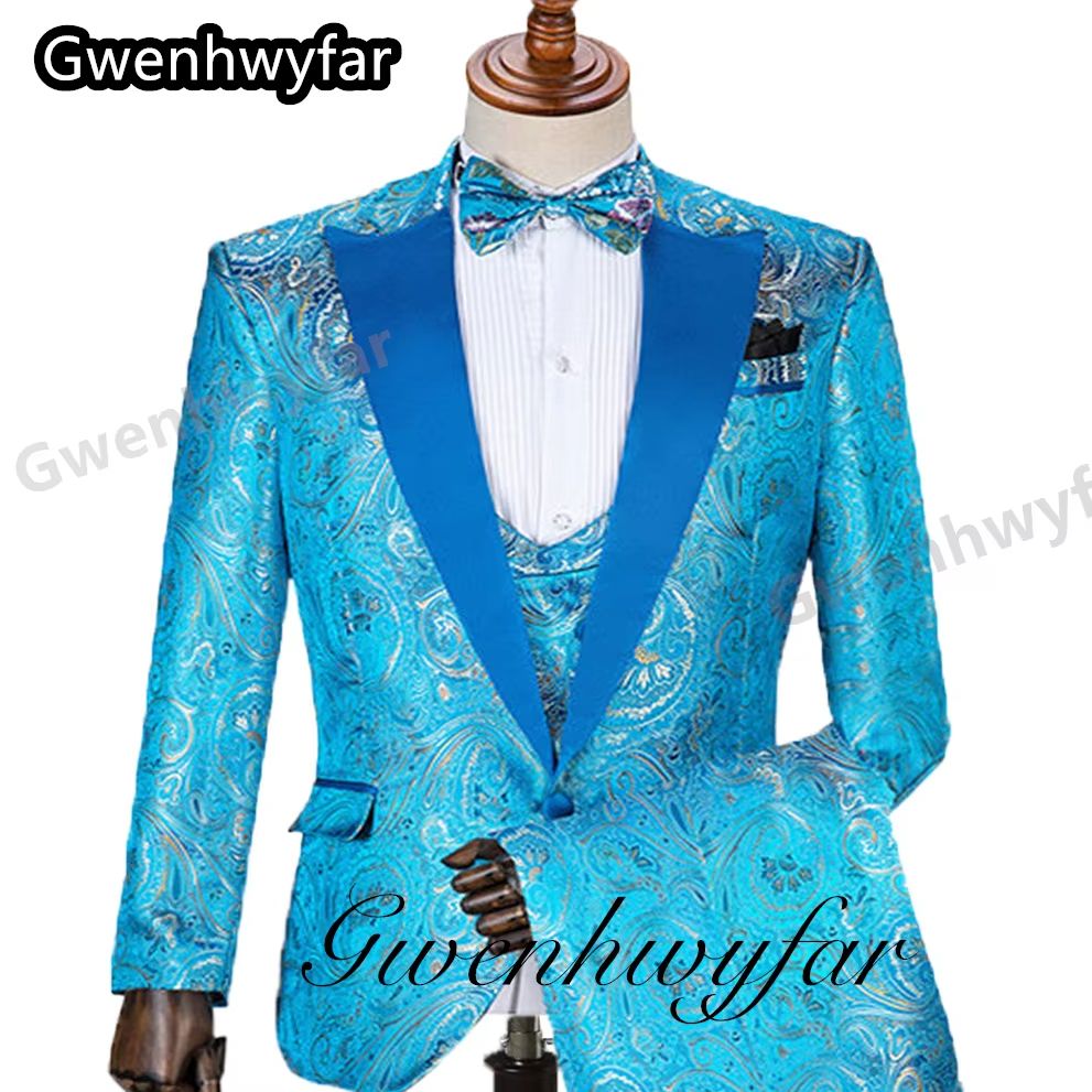 Gwenhwyfar パターン男性スーツ結婚若い男性スーツ春 - Men Formal Wear Jacket のレビューと価格
