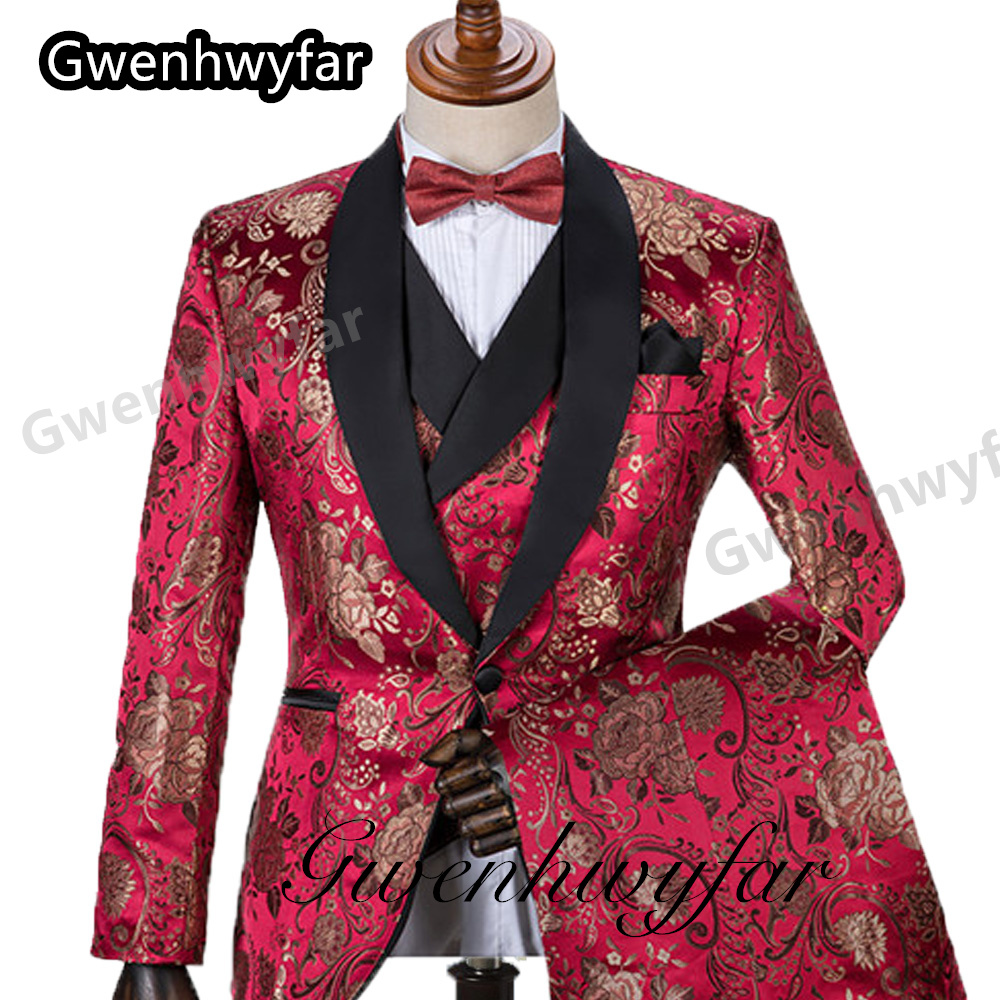 Gwenhwyfar パターン男性スーツ結婚若い男性スーツ春 - Men Formal Wear Jacket のレビューと価格