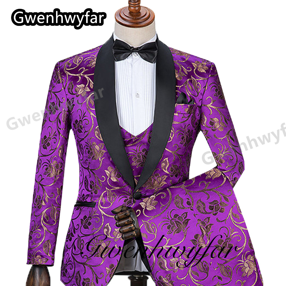 Gwenhwyfar パターン男性スーツ結婚若い男性スーツ春 - Men Formal Wear Jacket のレビューと価格