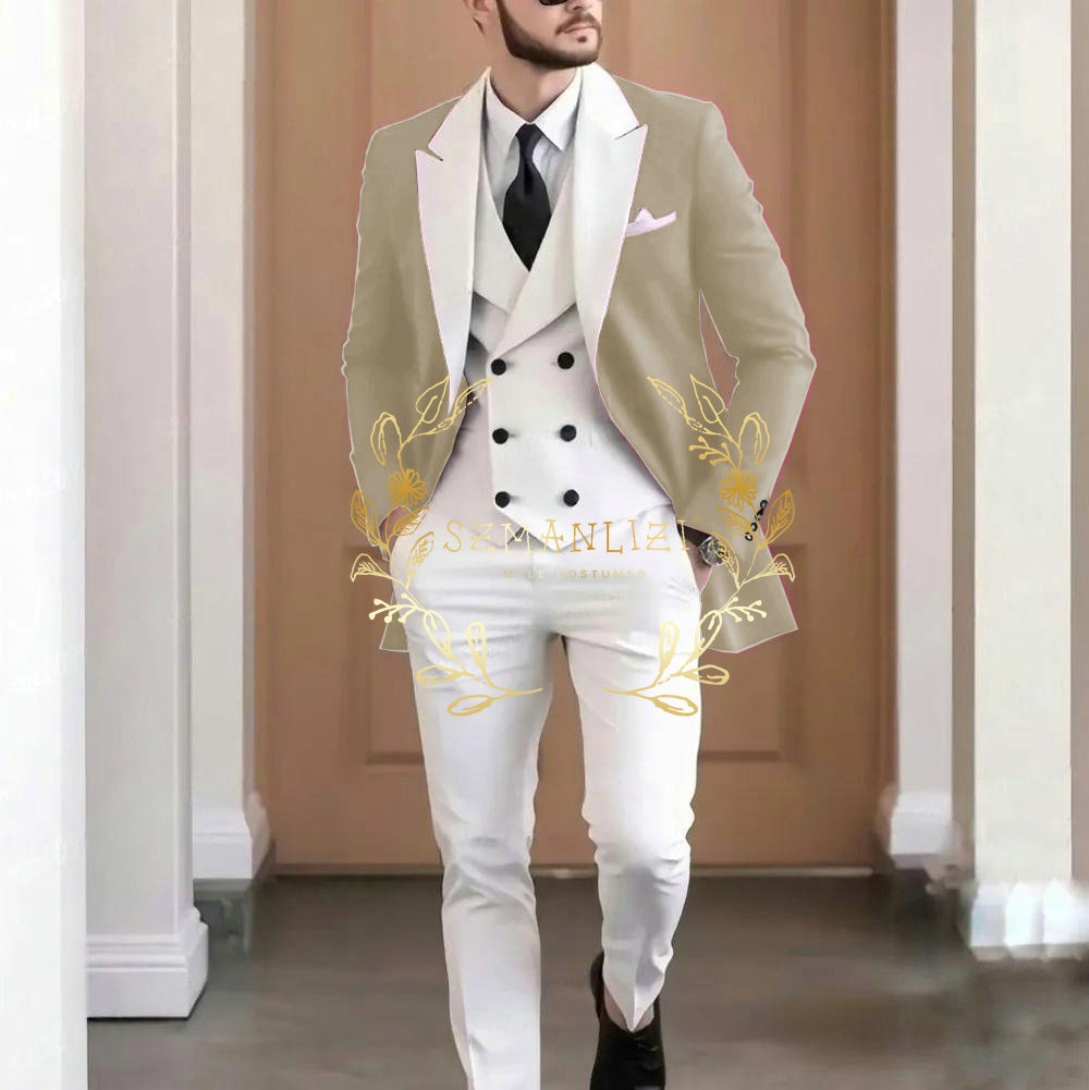 エレガントなバーガンディ 3 ピースメンズスーツ高品質ホワイ - Men Formal Wear Jacket のレビューと価格