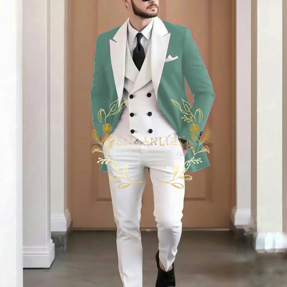 エレガントなバーガンディ 3 ピースメンズスーツ高品質ホワイ - Men Formal Wear Jacket のレビューと価格