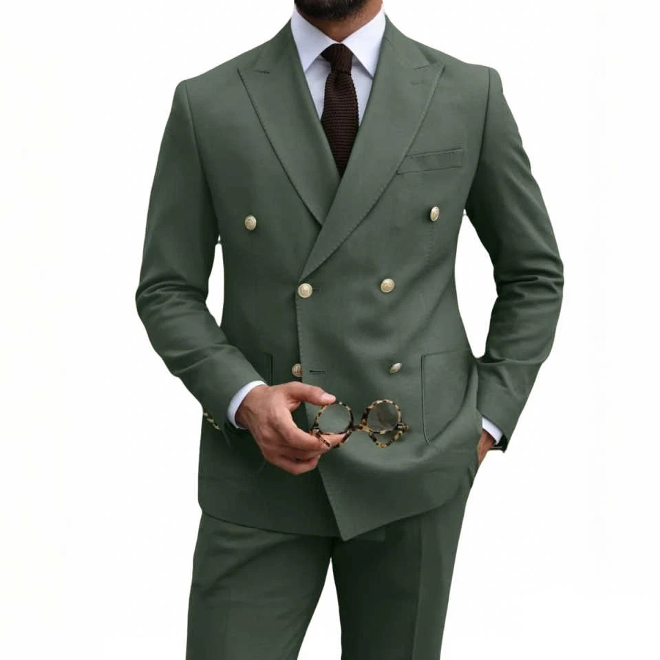 ダブルブレストメンズスーツスリムフィットピークドラペルウェデ - Men Formal Wear Jacket のレビューと価格