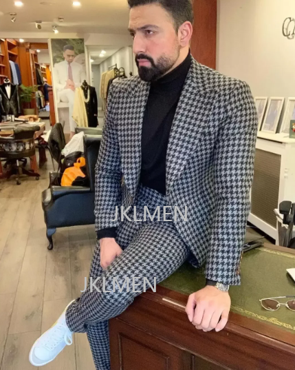 千鳥格子のメンズスーツ,ヴィンテージの結婚式の服,ストライプ - Men Formal Wear Jacket のレビューと価格