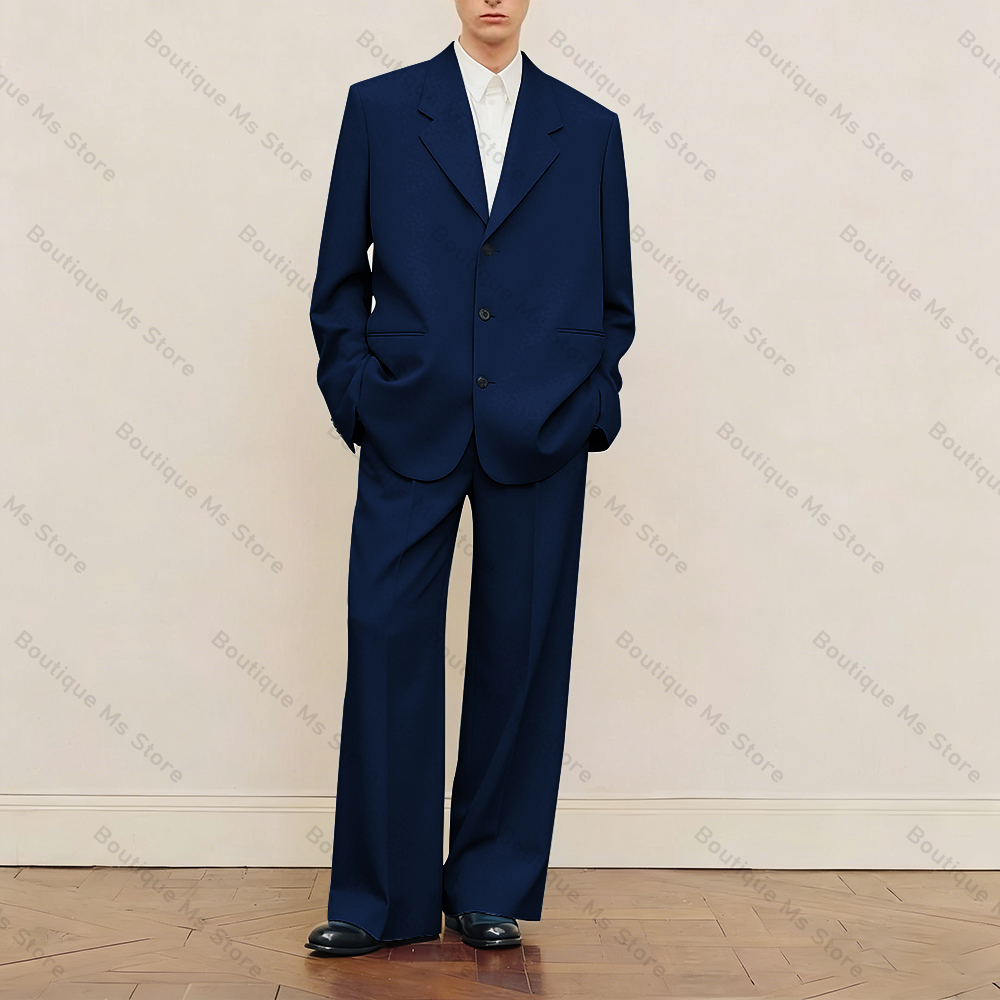 メンズ ブラック オーバーサイズ スーツセット シングルブレ - Men Formal Wear Jacket のレビューと価格