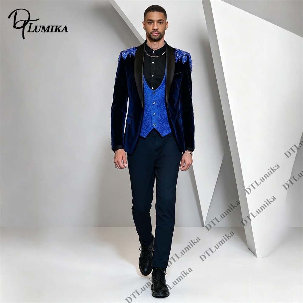 Peagent メンズ 3 ピース ベルベット スーツ ブラ - Men'S Formal Wear For Office のレビューと価格