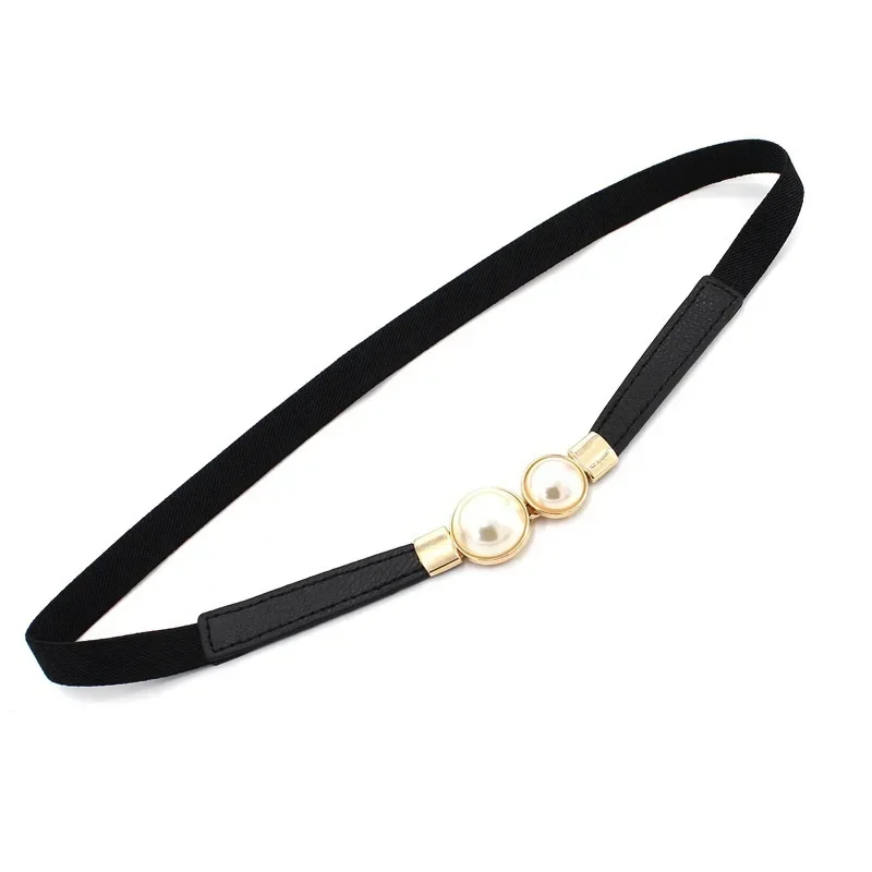 女性のベルトクリエイティブダブルパールレザードレスウエスト弾 - Formal Belt Leather Thin のレビューと価格